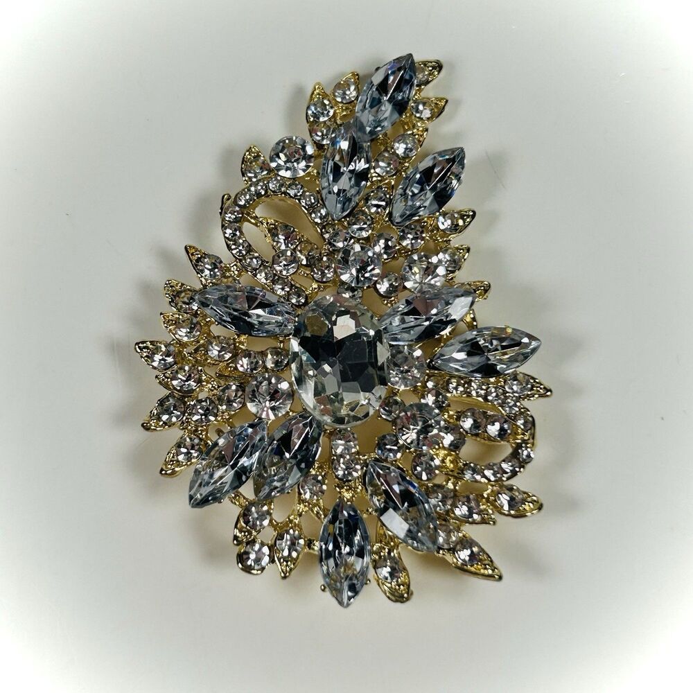 Ever Faith Crystal Wedding Flower Leaf Brooch